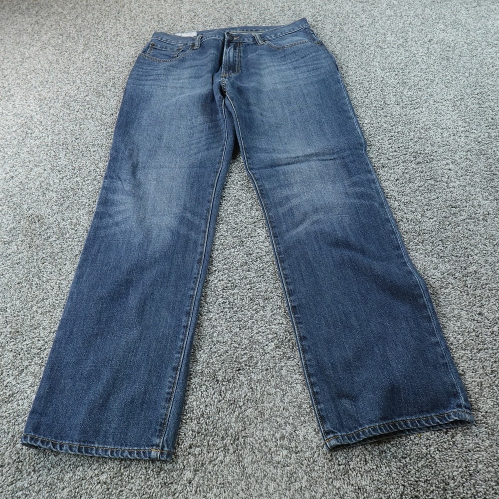 Gap Jeans Mens 32X32 Dark Blue Denim Pants 1969 Standard Straight Faded Whisker